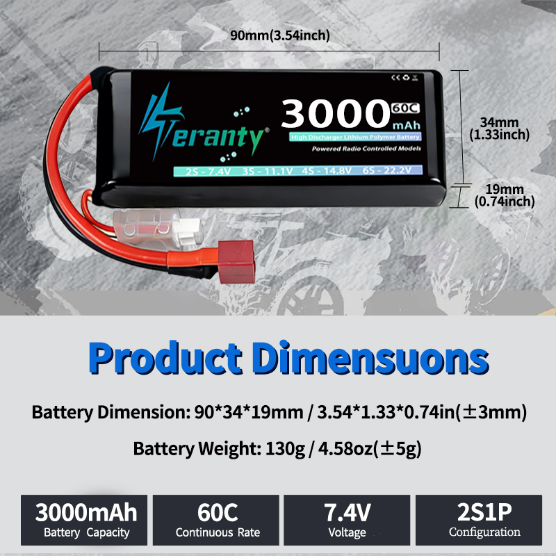 Batería Lipo TERANTY 2S 3000mA - Drone Battery 3S reseña y precio