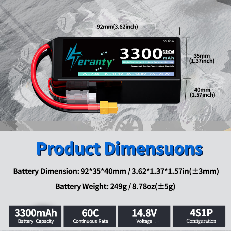 Batería Lipo TERANTY 4S 3300mA - Drone Battery 3S reseña y precio